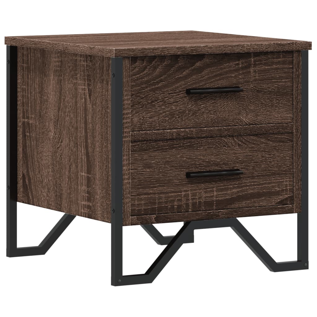 Brown Oak Bedside Cabinet - 40x41x40 cm, Engineered Wood