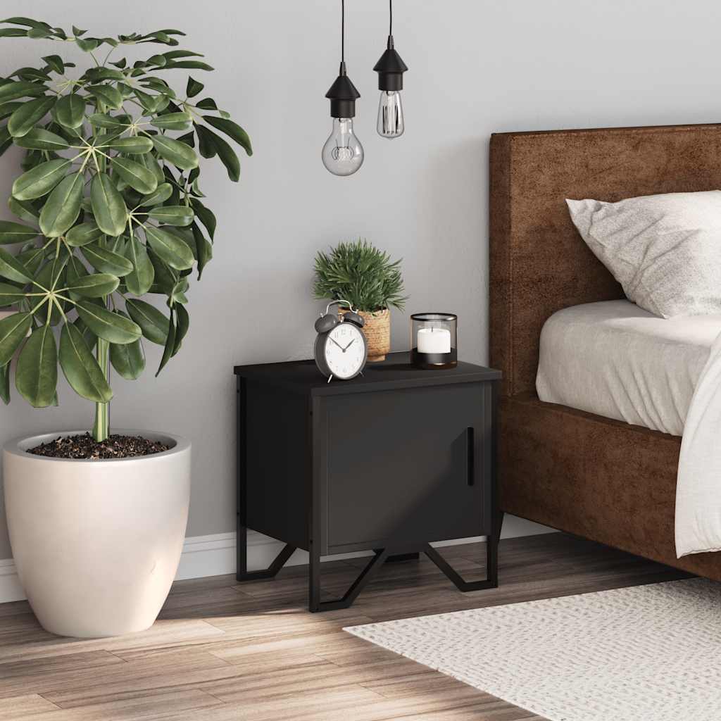 Black Engineered Wood Bedside Cabinet 40x30x40 cm