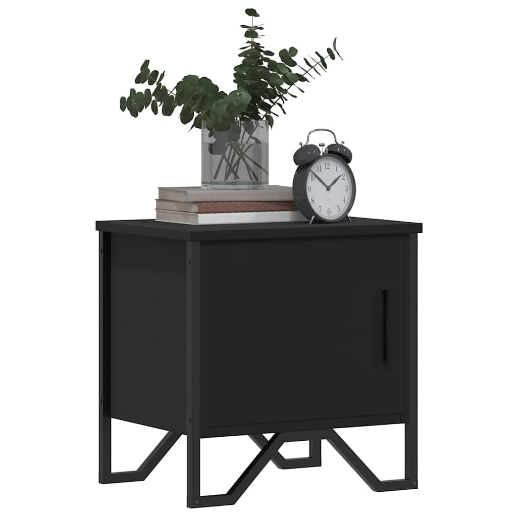 Black Engineered Wood Bedside Cabinet 40x30x40 cm