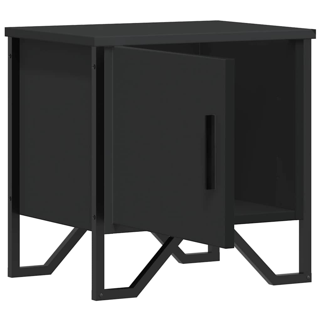 Black Engineered Wood Bedside Cabinet 40x30x40 cm