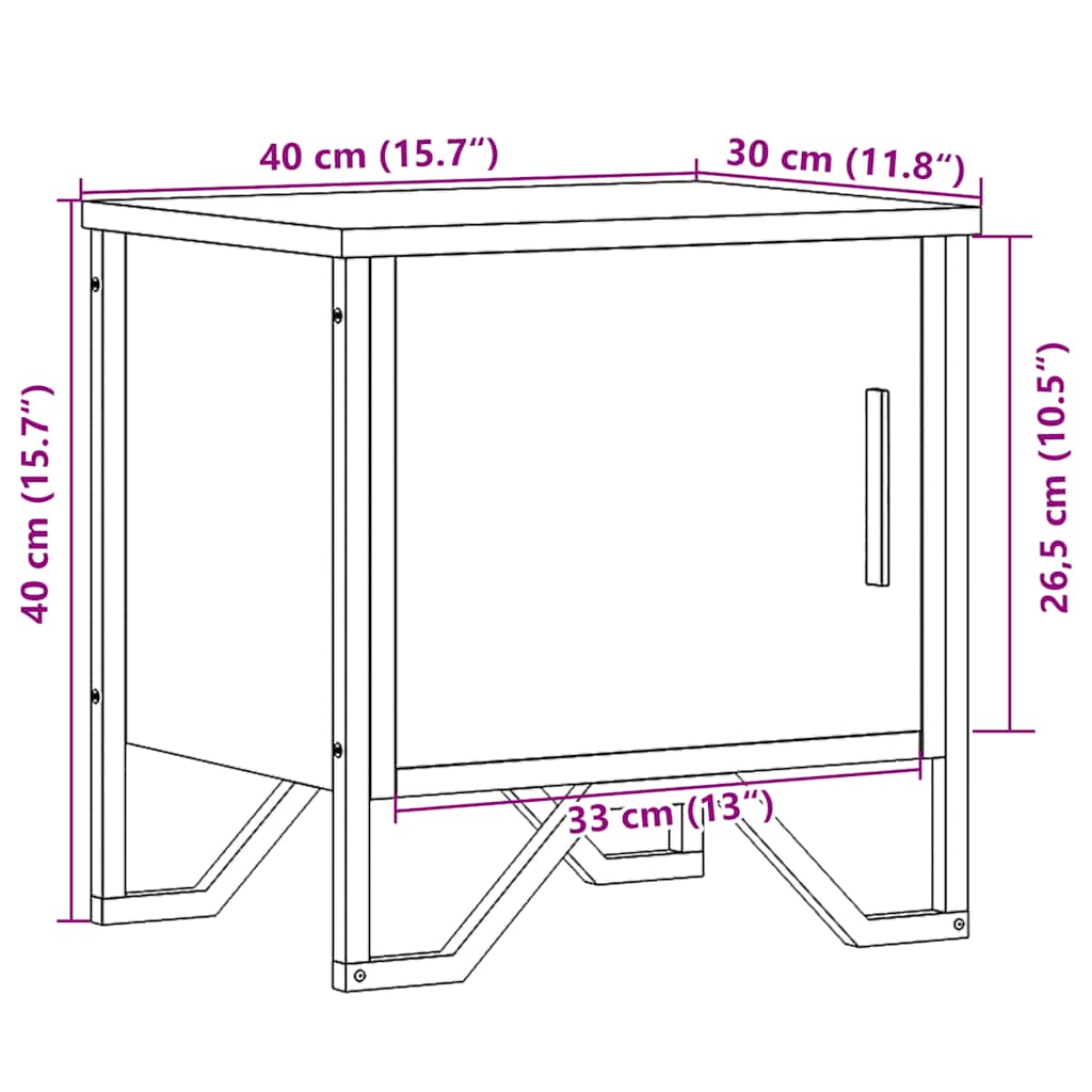 Black Engineered Wood Bedside Cabinet 40x30x40 cm
