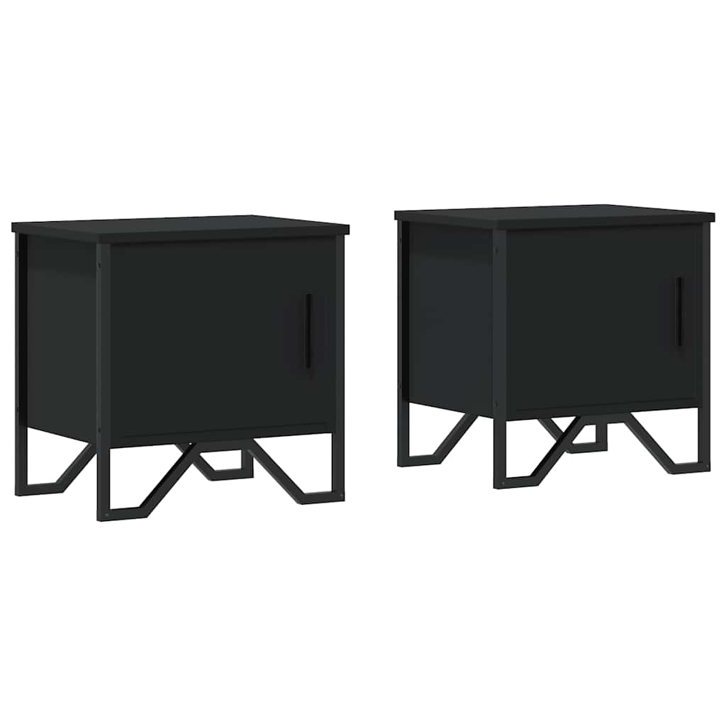 Black Engineered Wood Bedside Cabinets Set of 2 - 40x30x40 cm