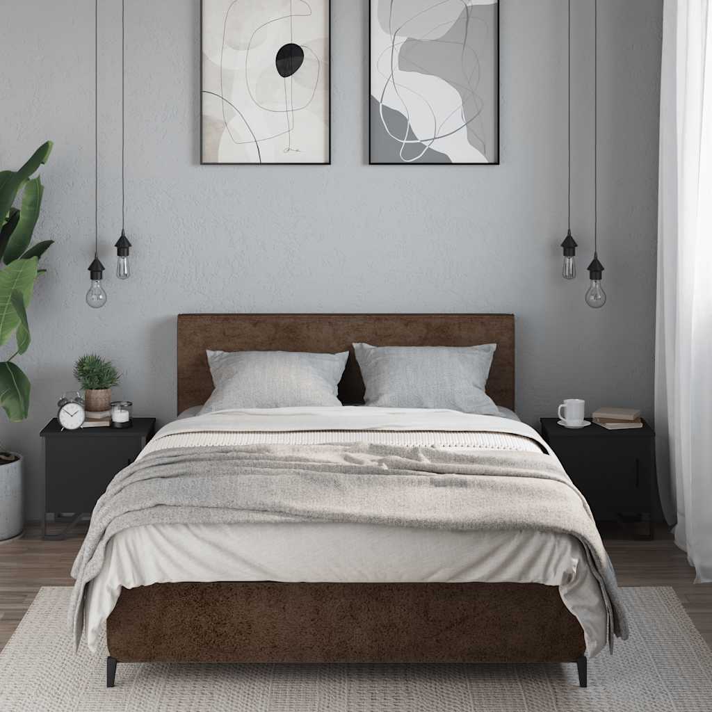 Black Engineered Wood Bedside Cabinets Set of 2 - 40x30x40 cm