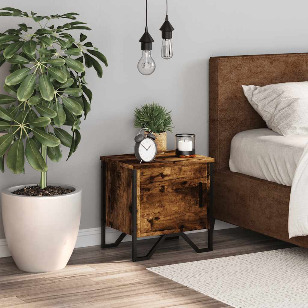Smoked Oak Bedside Cabinet 40x30x40 cm - Modern Engineered Wood