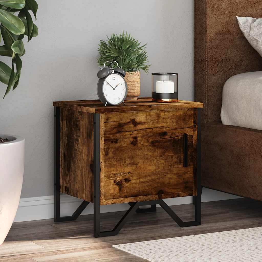 Smoked Oak Bedside Cabinet 40x30x40 cm - Modern Engineered Wood