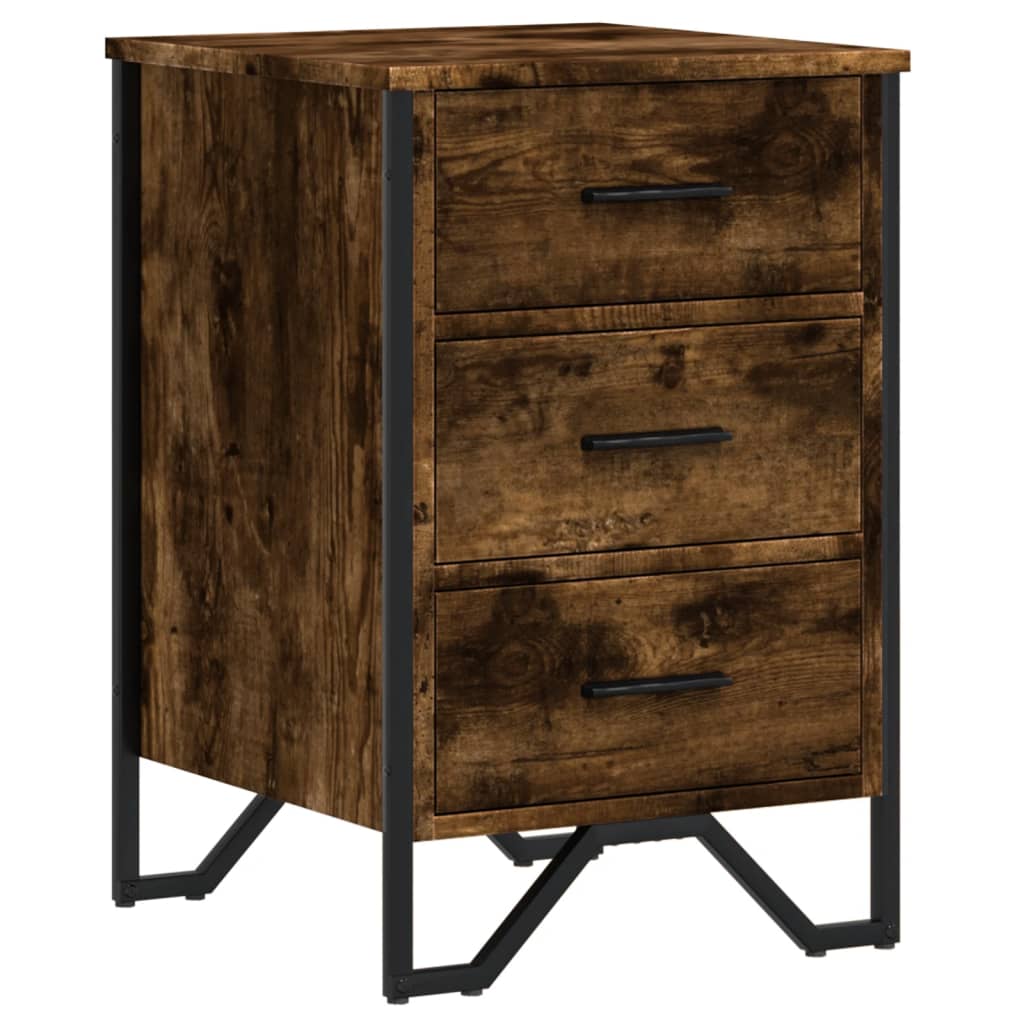 Smoked Oak Bedside Cabinet 40x41x60 cm - Engineered Wood Finish