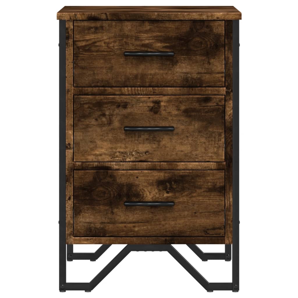 Smoked Oak Bedside Cabinet 40x41x60 cm - Engineered Wood Finish