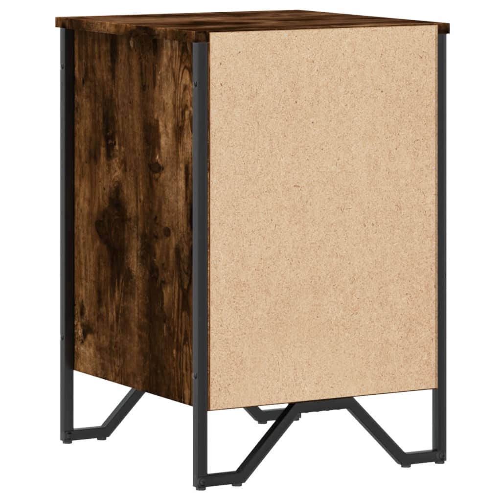 Smoked Oak Bedside Cabinet 40x41x60 cm - Engineered Wood Finish