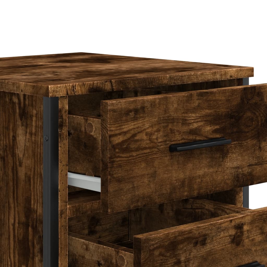 Smoked Oak Bedside Cabinet 40x41x60 cm - Engineered Wood Finish