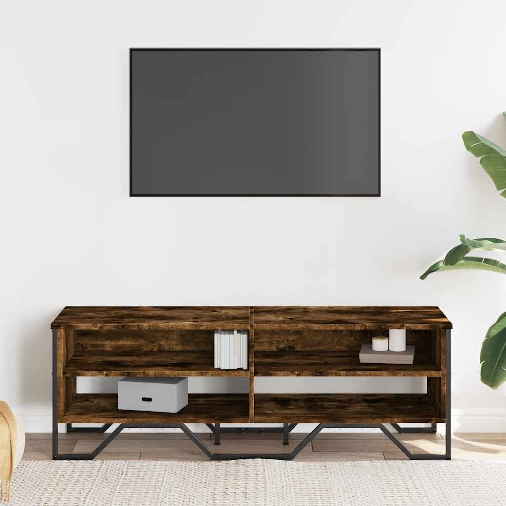 TV Cabinet Smoked Oak 122x34x41 cm Engineered Wood