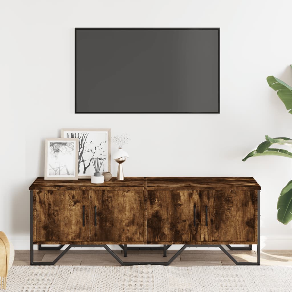 TV Cabinet Smoked Oak 122x34x41 cm Engineered Wood