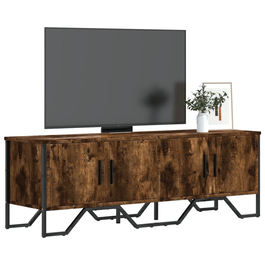 TV Cabinet Smoked Oak 122x34x41 cm Engineered Wood