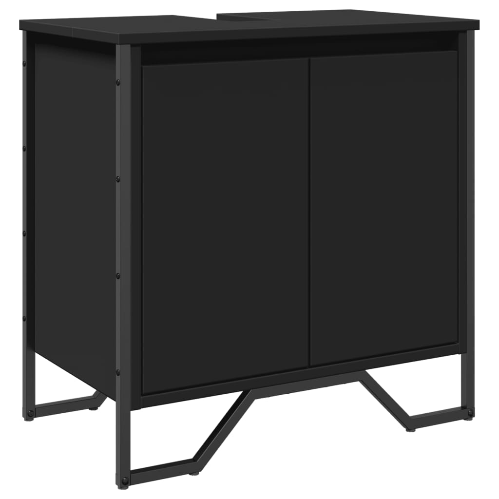 Black Engineered Wood Bathroom Sink Cabinet 60x35x60 cm