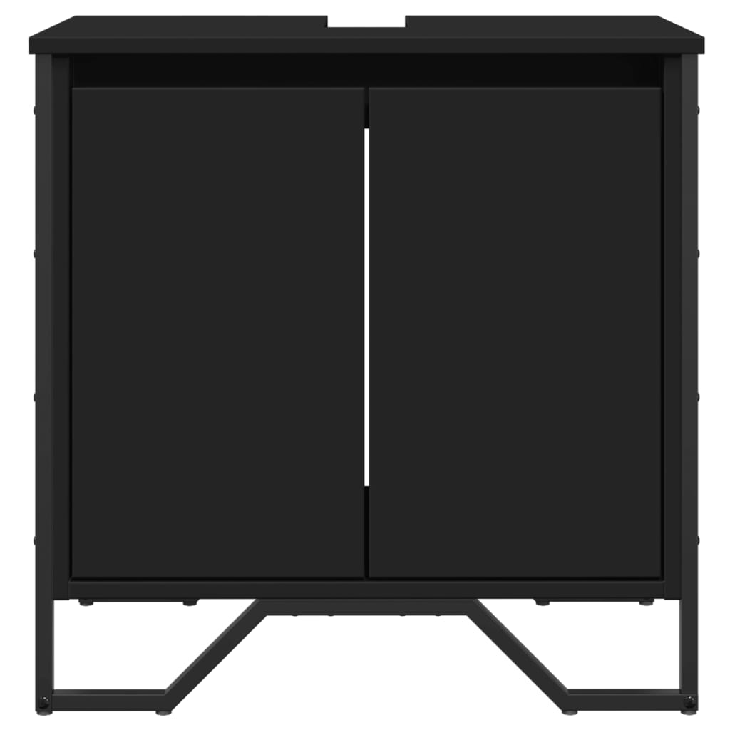 Black Engineered Wood Bathroom Sink Cabinet 60x35x60 cm