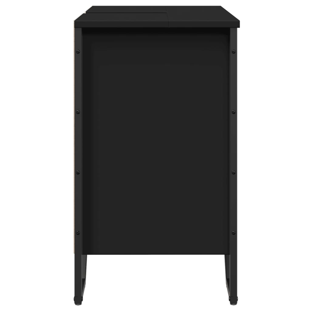 Black Engineered Wood Bathroom Sink Cabinet 60x35x60 cm