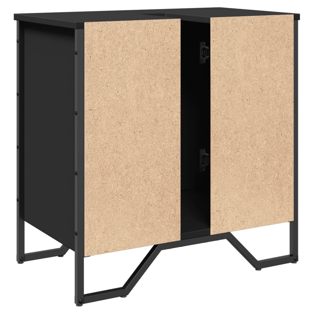 Black Engineered Wood Bathroom Sink Cabinet 60x35x60 cm