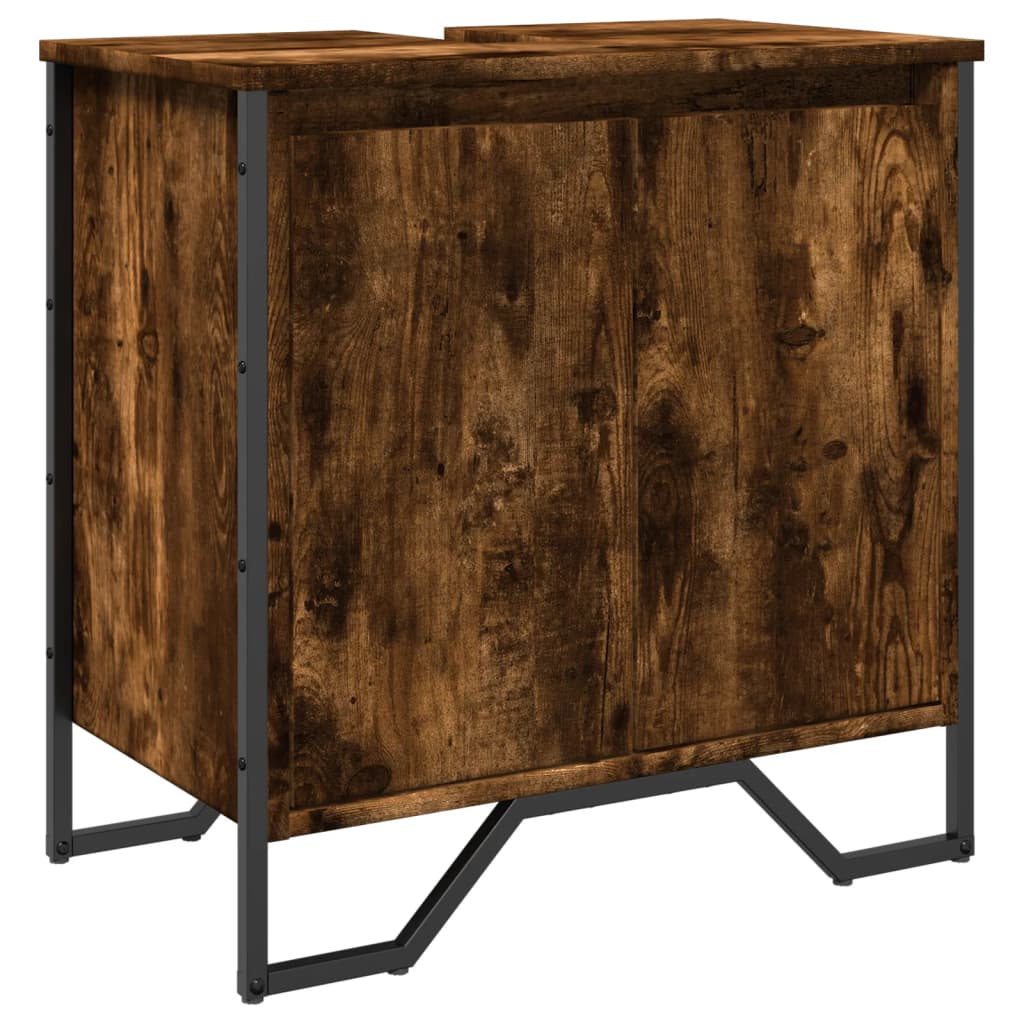 Smoked Oak Bathroom Sink Cabinet 60x35x60 cm - Engineered Wood