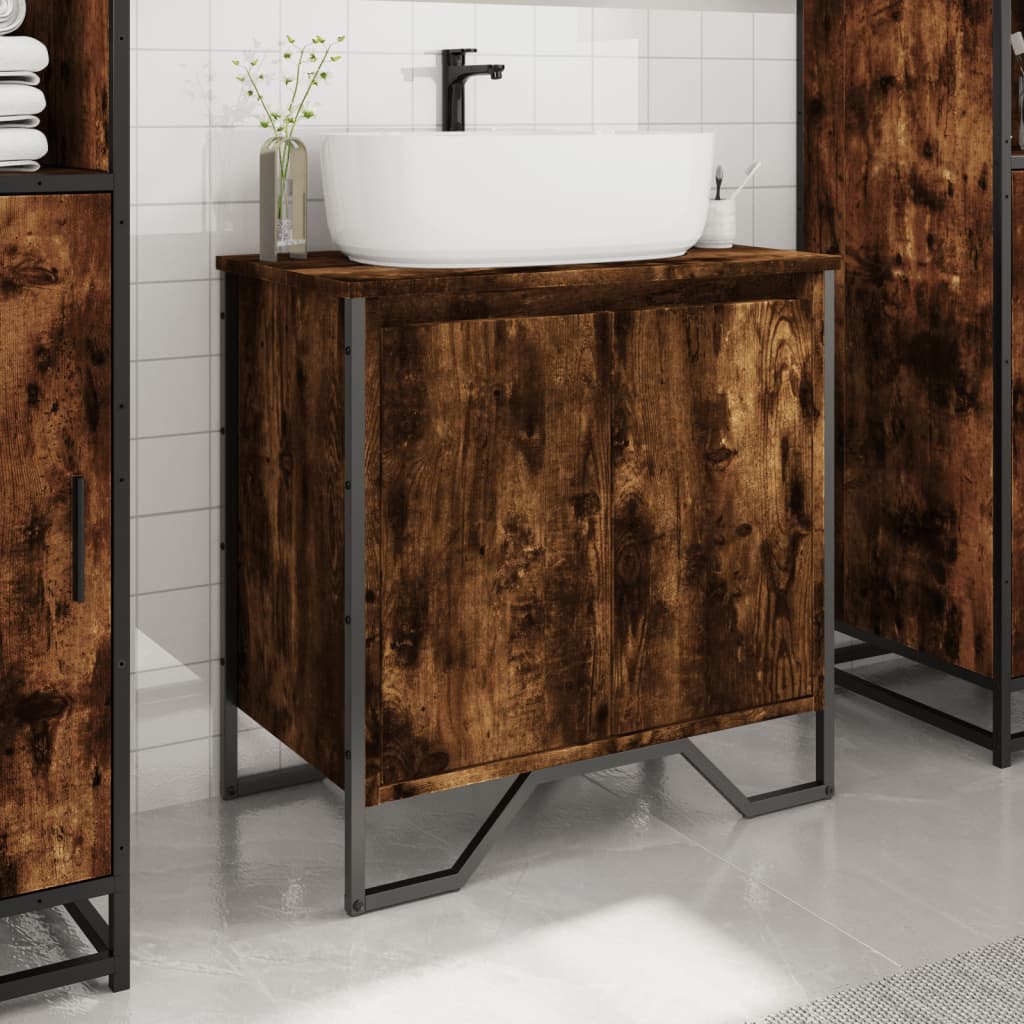 Smoked Oak Bathroom Sink Cabinet 60x35x60 cm - Engineered Wood