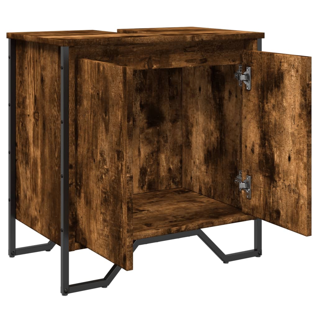 Smoked Oak Bathroom Sink Cabinet 60x35x60 cm - Engineered Wood