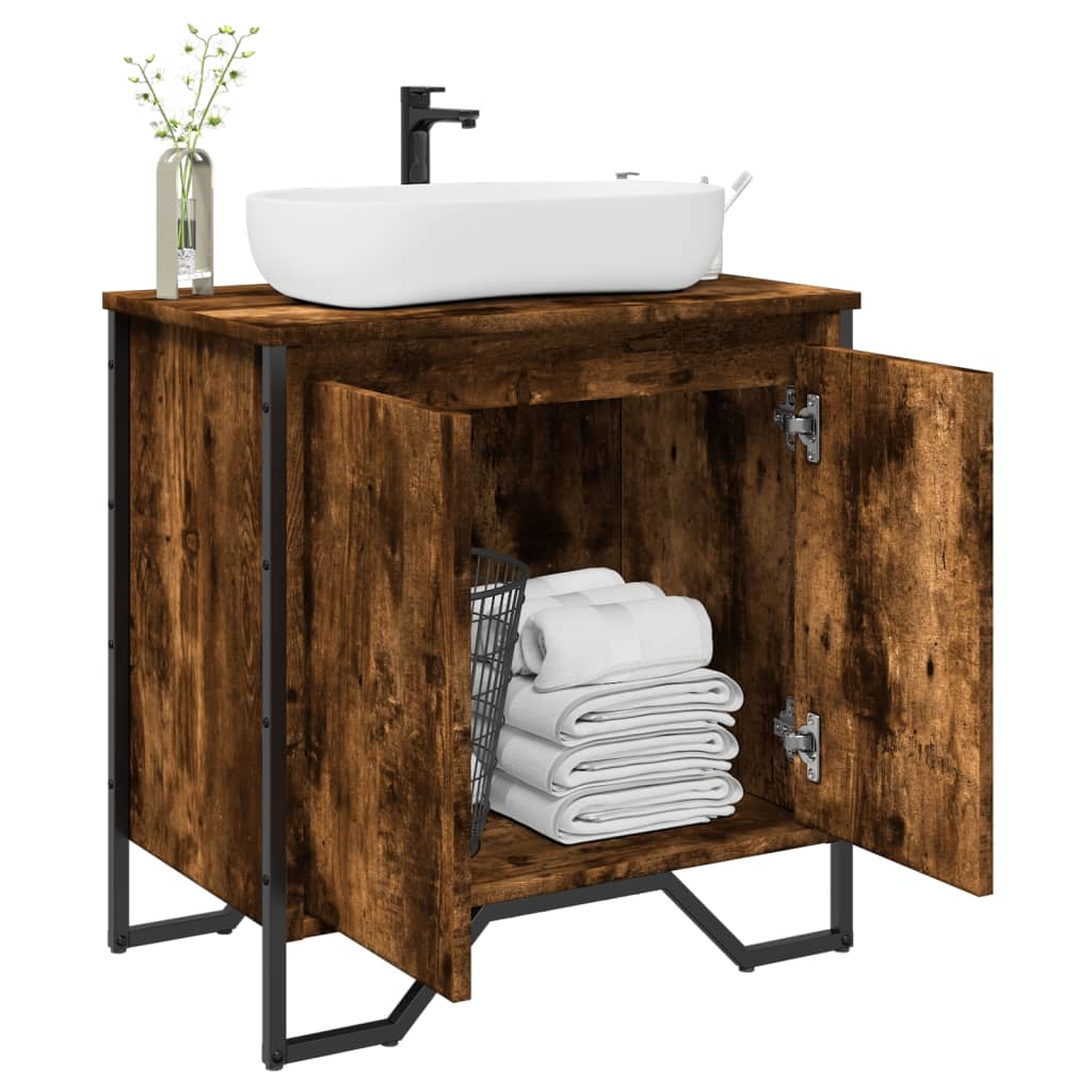 Smoked Oak Bathroom Sink Cabinet 60x35x60 cm - Engineered Wood