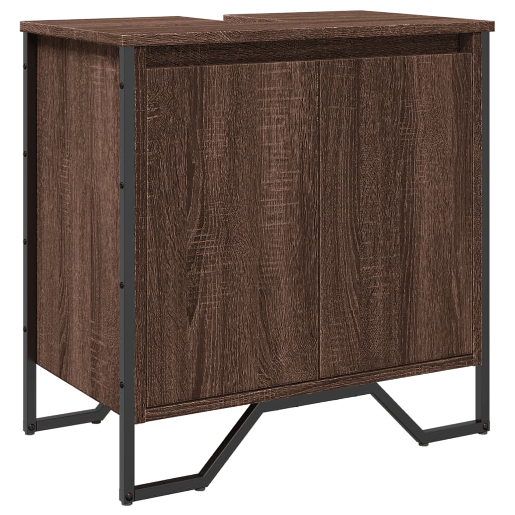 Brown Oak Bathroom Sink Cabinet - 60x35x60 cm Engineered Wood