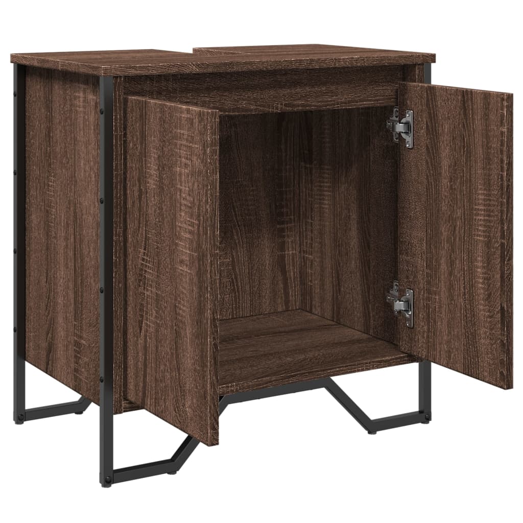 Brown Oak Bathroom Sink Cabinet - 60x35x60 cm Engineered Wood