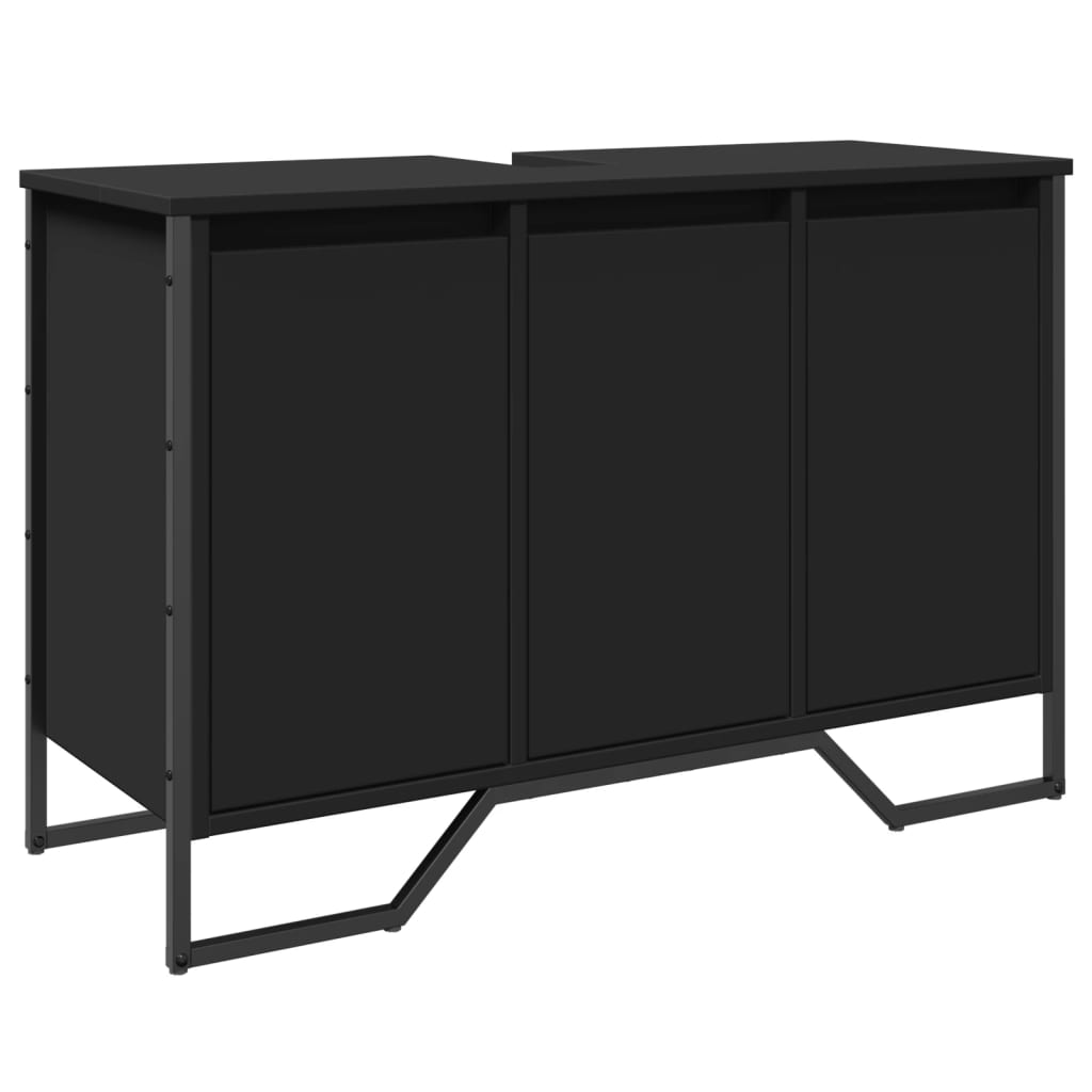 Black Engineered Wood Bathroom Sink Cabinet - 91x35x60 cm