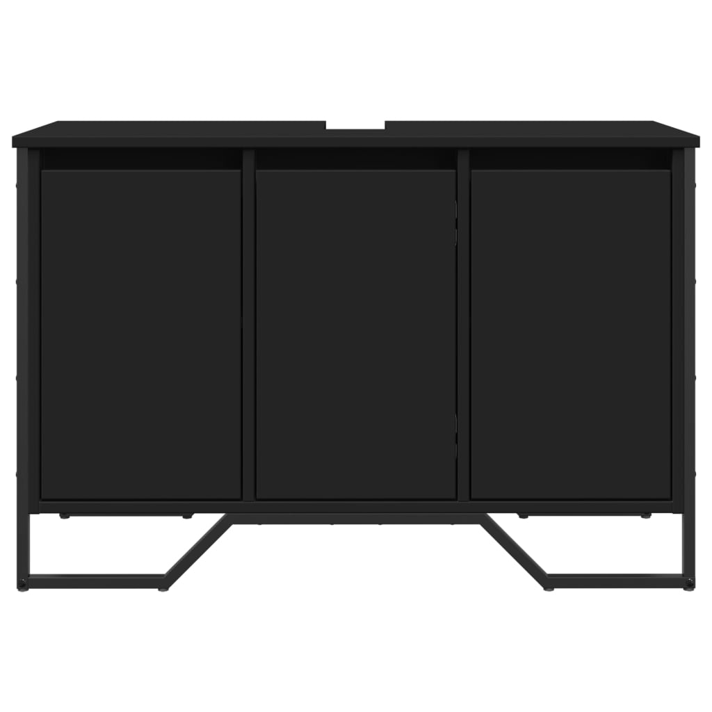 Black Engineered Wood Bathroom Sink Cabinet - 91x35x60 cm