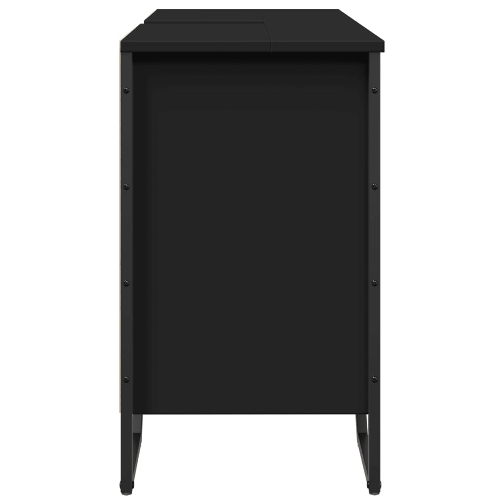 Black Engineered Wood Bathroom Sink Cabinet - 91x35x60 cm