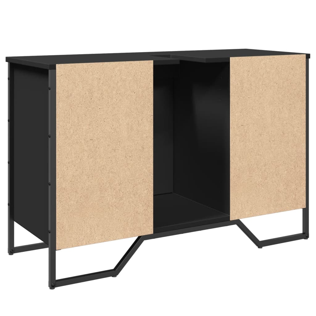 Black Engineered Wood Bathroom Sink Cabinet - 91x35x60 cm