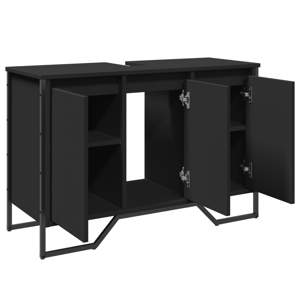 Black Engineered Wood Bathroom Sink Cabinet - 91x35x60 cm