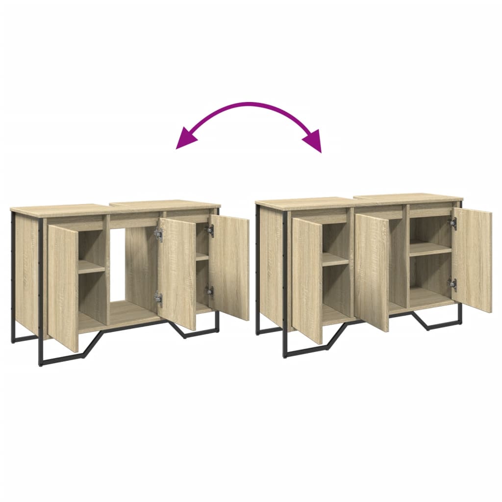 Sleek Sonoma Oak Bathroom Sink Cabinet - 91x35x60 cm Engineered Wood