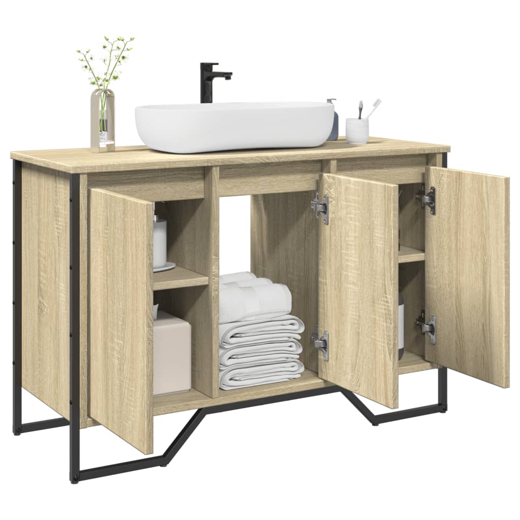 Sleek Sonoma Oak Bathroom Sink Cabinet - 91x35x60 cm Engineered Wood