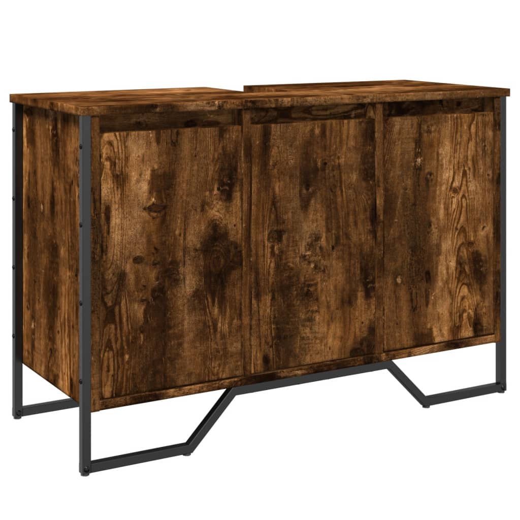 Smoked Oak Bathroom Sink Cabinet 91x35x60 cm - Engineered Wood