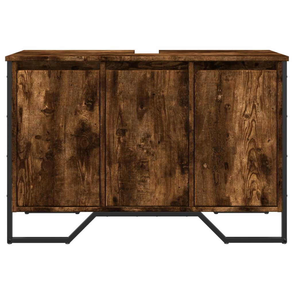 Smoked Oak Bathroom Sink Cabinet 91x35x60 cm - Engineered Wood