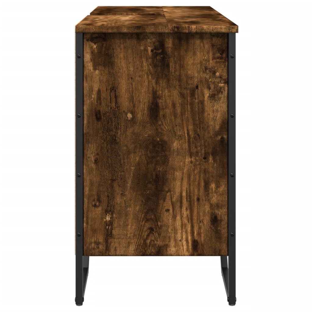 Smoked Oak Bathroom Sink Cabinet 91x35x60 cm - Engineered Wood
