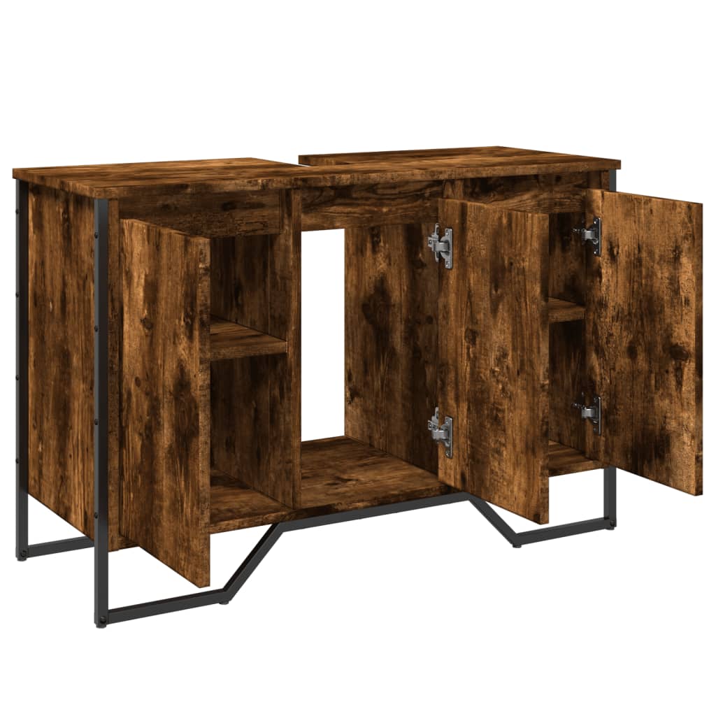 Smoked Oak Bathroom Sink Cabinet 91x35x60 cm - Engineered Wood
