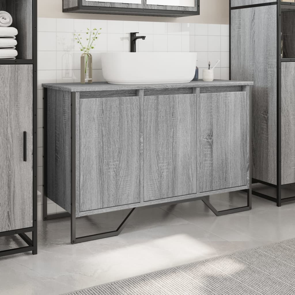 Grey Sonoma Bathroom Sink Cabinet 91x35x60 cm - Engineered Wood