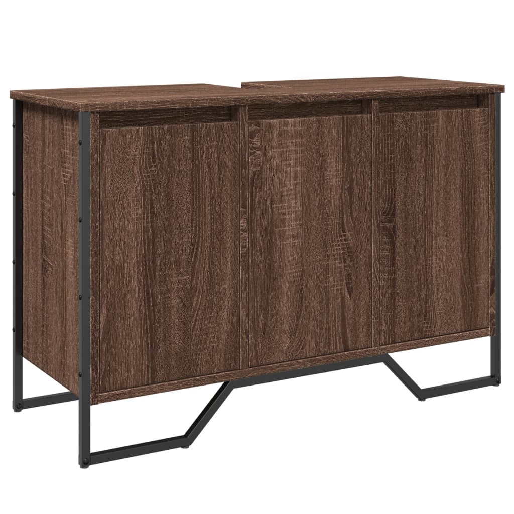 Brown Oak Bathroom Sink Cabinet - 91x35x60 cm, Engineered Wood
