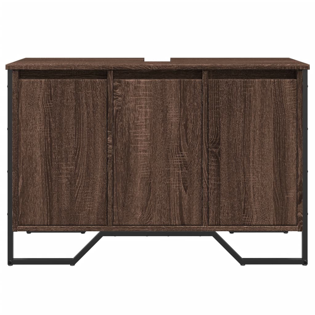 Brown Oak Bathroom Sink Cabinet - 91x35x60 cm, Engineered Wood