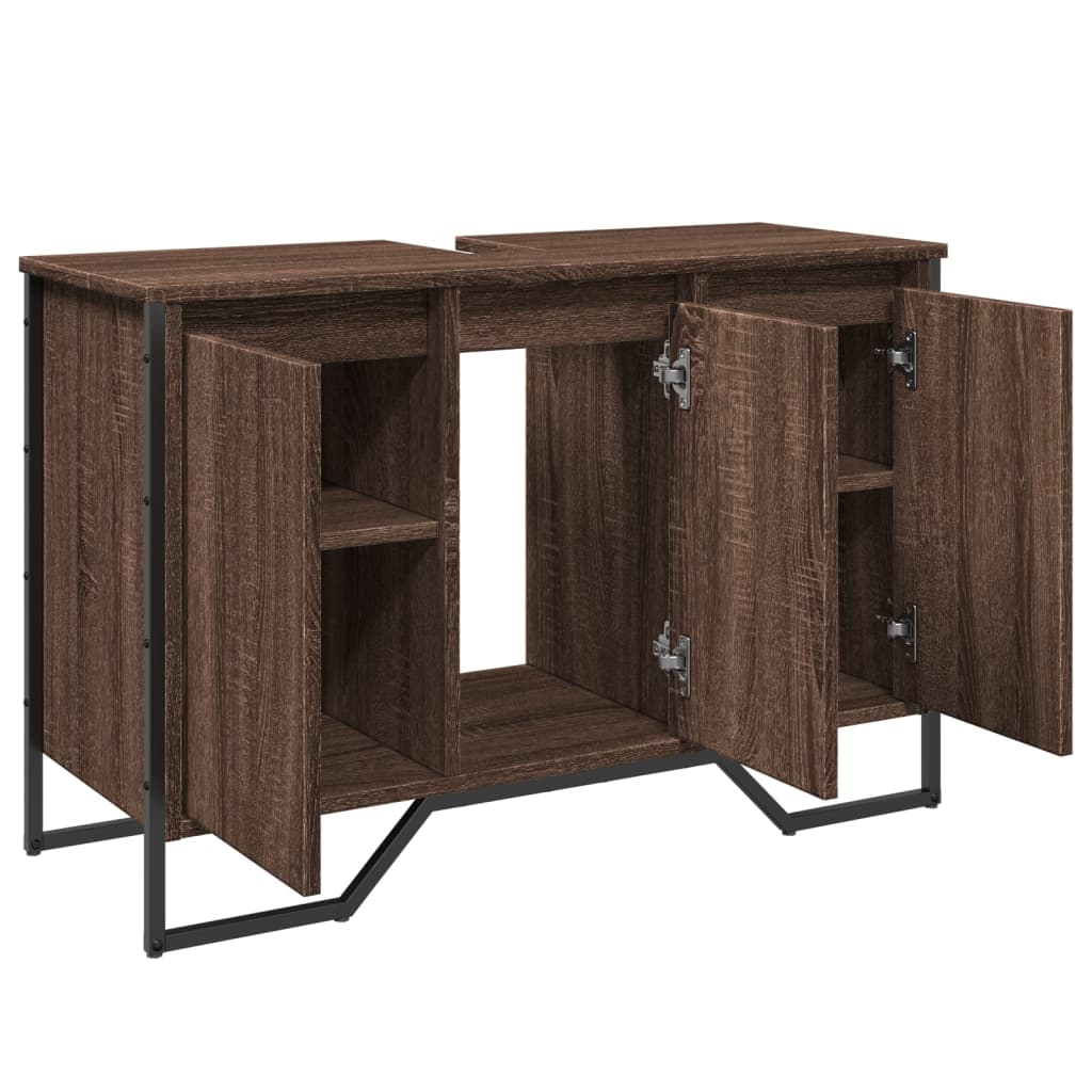 Brown Oak Bathroom Sink Cabinet - 91x35x60 cm, Engineered Wood