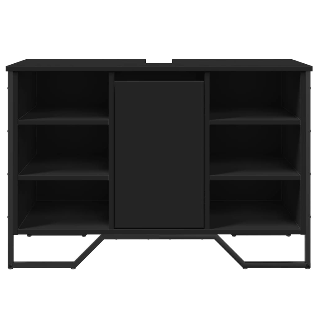 Black Engineered Wood Bathroom Sink Cabinet - 91x35x60 cm