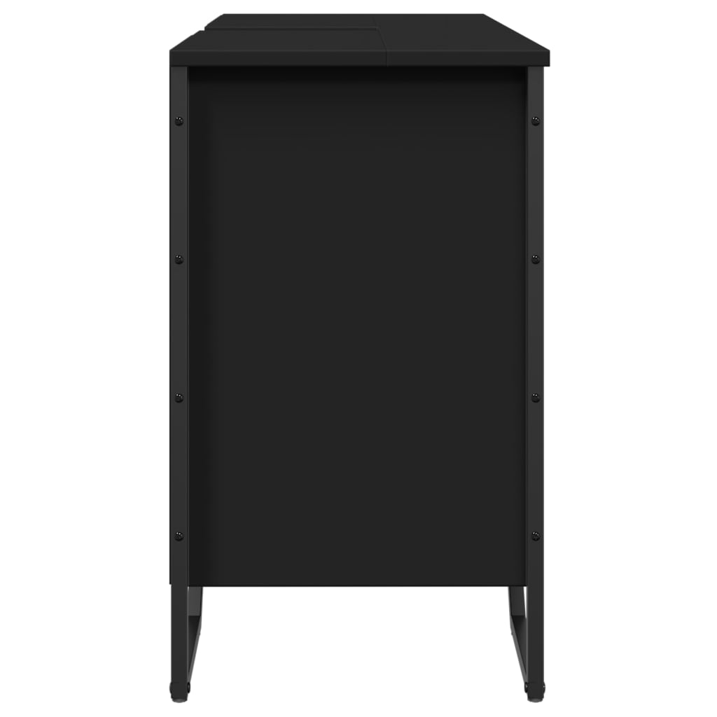 Black Engineered Wood Bathroom Sink Cabinet - 91x35x60 cm