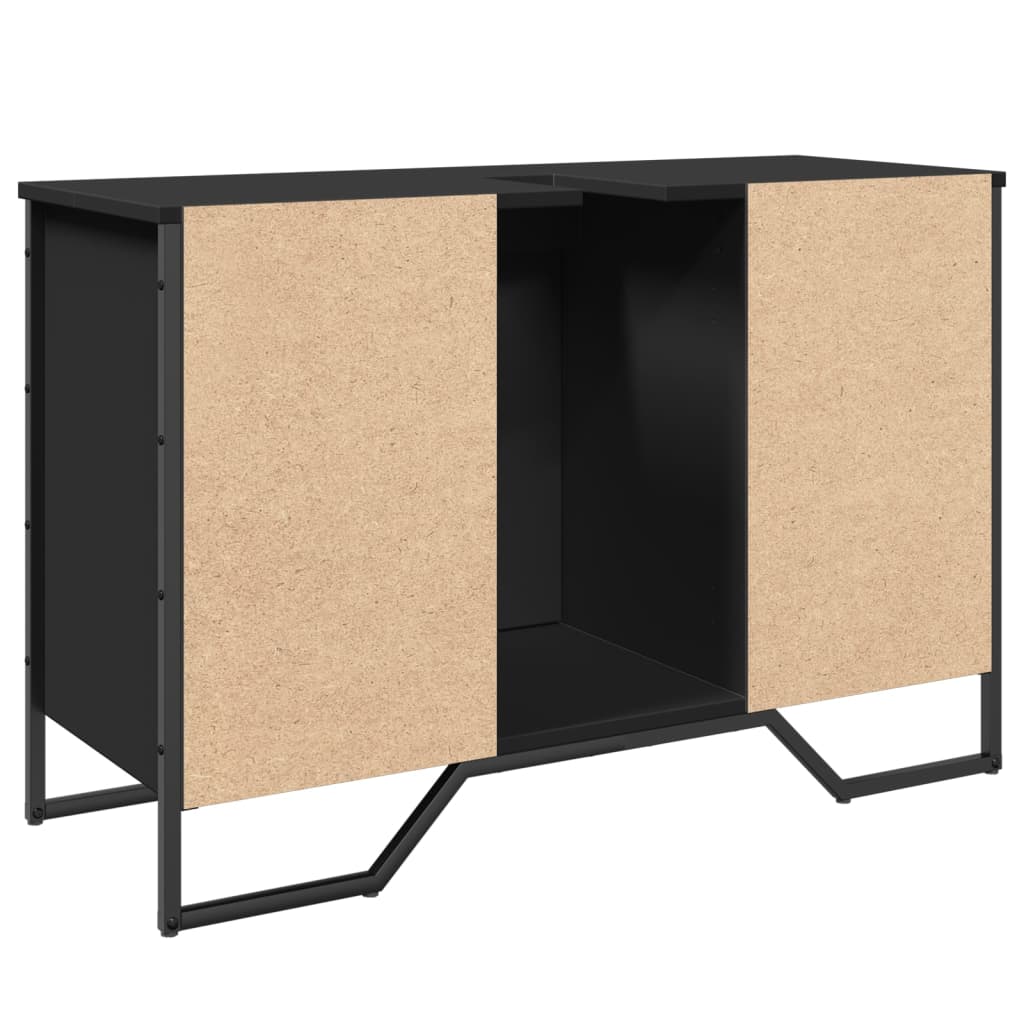 Black Engineered Wood Bathroom Sink Cabinet - 91x35x60 cm