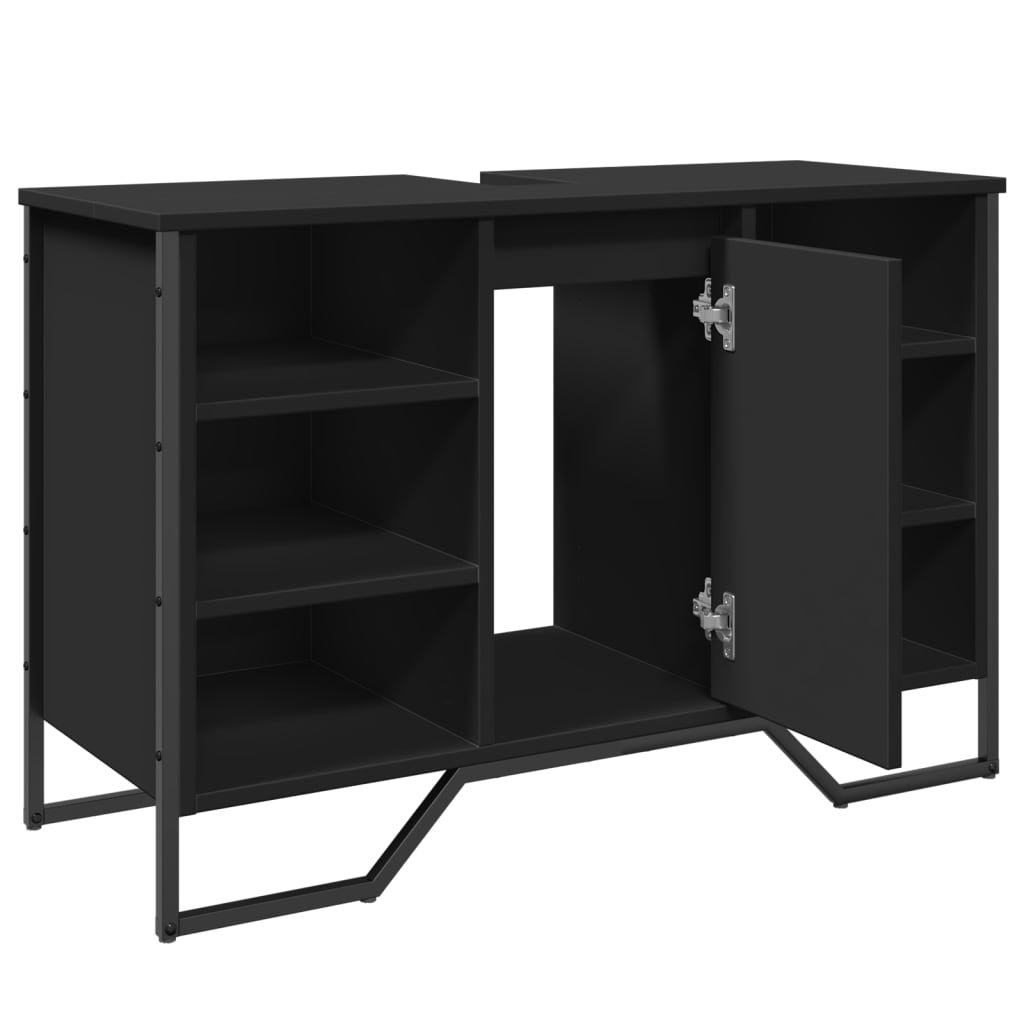 Black Engineered Wood Bathroom Sink Cabinet - 91x35x60 cm