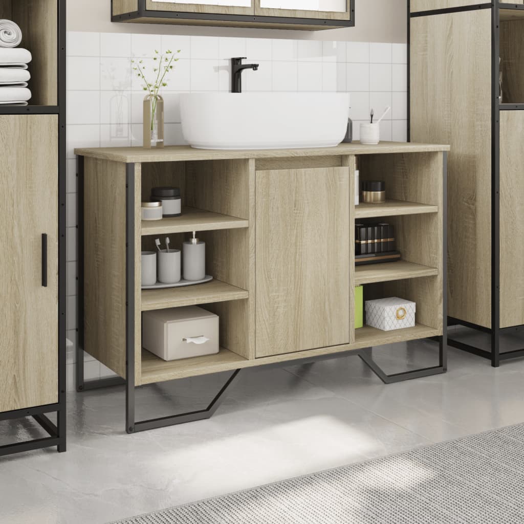 Sonoma Oak Bathroom Sink Cabinet, Engineered Wood, 91x35x60 cm