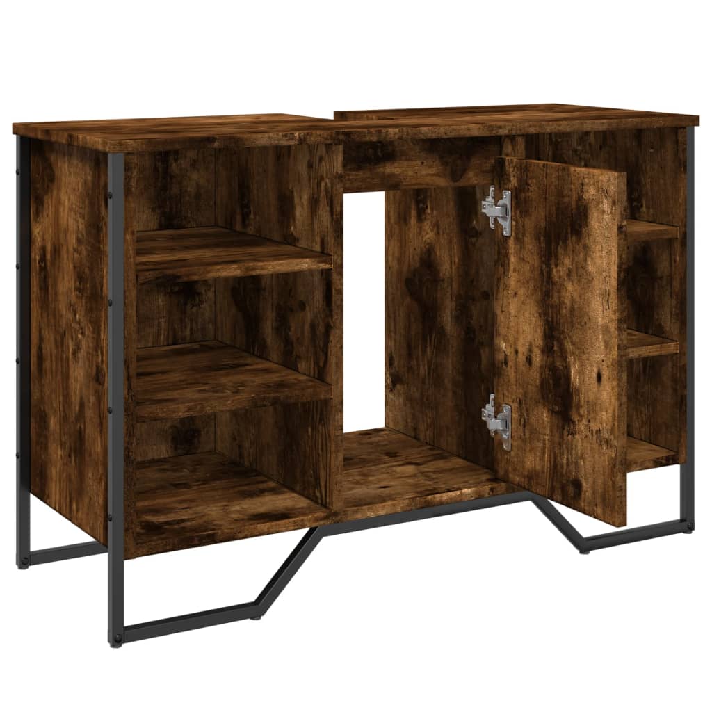 Smoked Oak Bathroom Sink Cabinet 91x35x60 cm - Engineered Wood