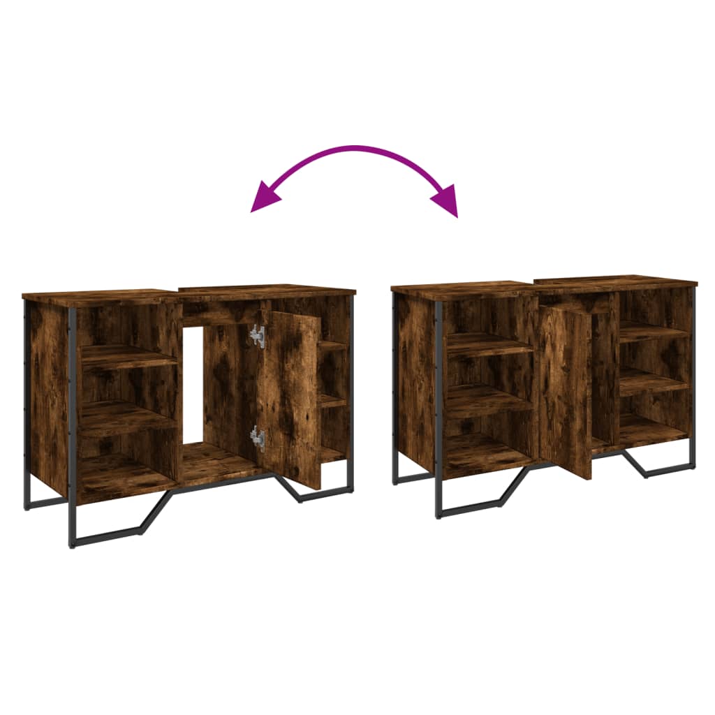 Smoked Oak Bathroom Sink Cabinet 91x35x60 cm - Engineered Wood