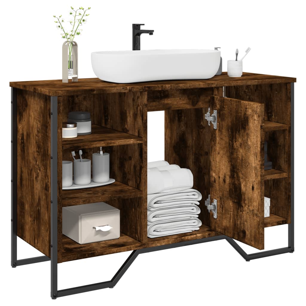 Smoked Oak Bathroom Sink Cabinet 91x35x60 cm - Engineered Wood