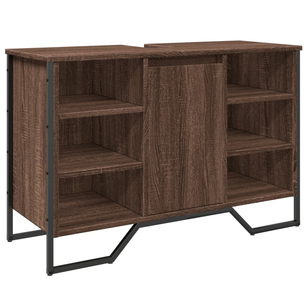 Brown Oak Bathroom Sink Cabinet, 91x35x60 cm Engineered Wood